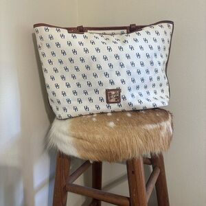 Dooney & Bourke Cream and Brown Logo Tote